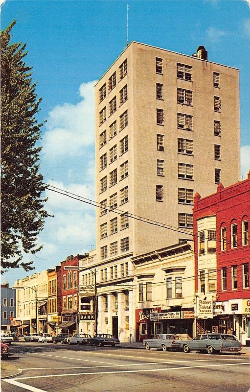 Elyria Ohio~Downtown Street Scene~Banks~Classic Cars-Station Wagon~1960s Pc