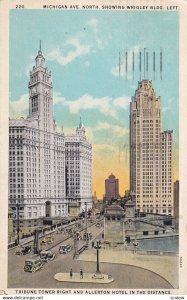 CHICAGO, Illinois, PU-1927; Michigan Ave. North showing Wrigley Bldg., Trbune...