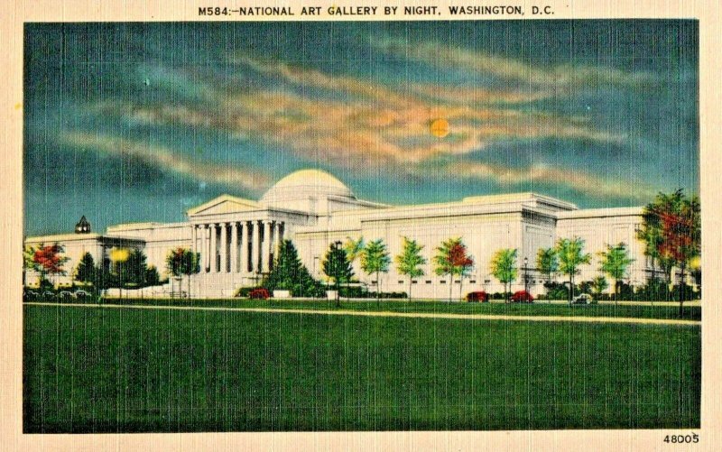 Vintage Postcard B.S. Reynolds Washington D.C. National Art Gallery by Night