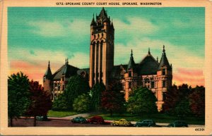 Spokane County Court House Spokane Washington WA UNP Linen Postcard