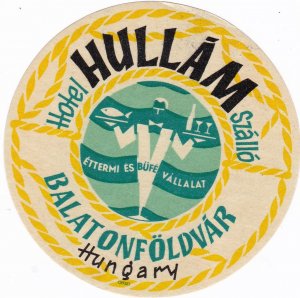 Hungary Balatonfoldvar Hotel Hullam Vintage Luggage Label sk3880