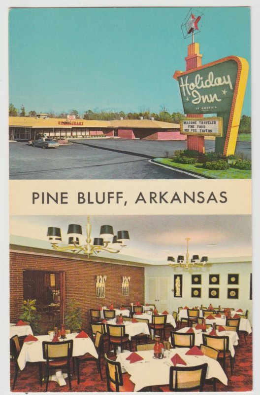 Holiday Inn Pine Bluff AK Arkansas Postcard 1965 restaurant