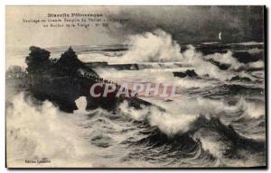 Old Postcard Biarritz Shipwreck Picturesque large storm sailboat surprise to ...