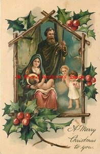 Christmas, PFB No 9451-4, Joseph with Mary Holding Baby Jesus, Angels