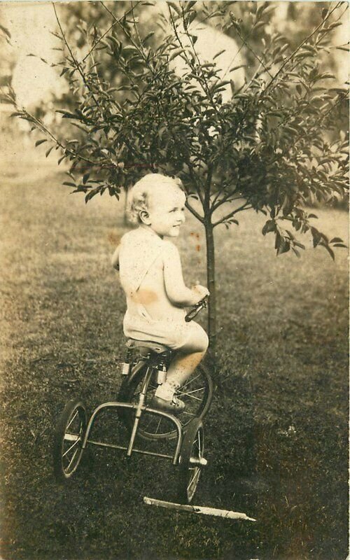 Haddonfield New Jersey Girl Tricycle Toy C-1910 RPPC Photo Postcard 21-12592