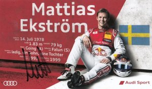 Mattias Ekstrom Audi Motor Racing Hand Signed Photo