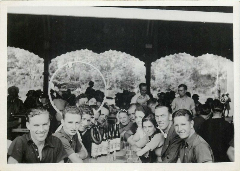 Sportmen Switzerland cycling cyclists meeting snapshot early real photo postcard