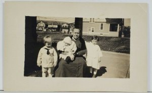 RPPC Older Woman With Young Children Likely Grandma c1920s  Postcard Q13