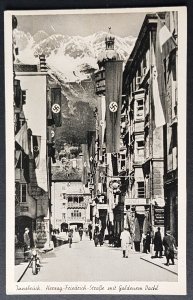 GERMANY THIRD 3rd REICH ORIGINAL PROPAGANDA POSTCARD  DECORATED INNSBRUCK STREET