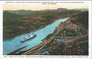 Panama Vessel In The Panama Canal Near Paraiso Vintage Postcard 03.62