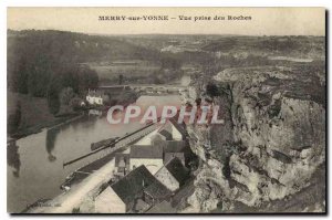 Old Postcard Merry sur Yonne taking view of the Rocks
