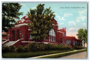 c1910 Utah Church Chapel Exterior Building Street Independence Missouri Postcard 