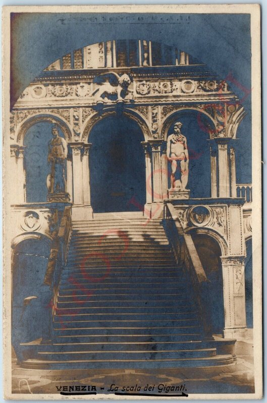 1908 Venice, Italy RPPC Scala dei Giganti Stairway Real Photo Venezia Cancel A73