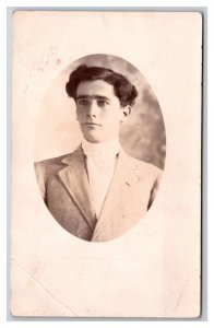 RPPC Handsome Young Man Studio View Named Subject Ray Hicks UNP Postcard K18