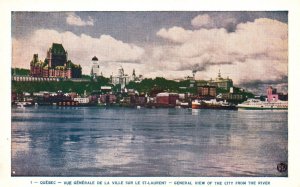 Vintage Postcard Quebec Vue Generale De La Ville Sur Le St. Laurent Canada