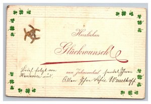 Vintage 1900 Postcard Herxlichen Gluckwunsch Jahreswechsel Hannover Deutschland