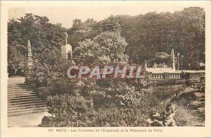 Old Postcard Metz Esplanade Fountain and Monument Hairy