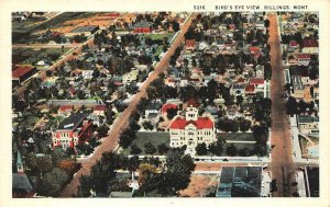 BILLINGS, Montana MT   BIRD'S EYE CITY VIEW  Downtown & Homes  ca1920's Postcard