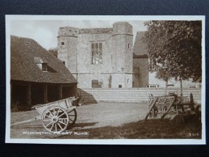 East Sussex WILMINGTON Priory Ruins showing Farm Machinery - Old RP Postcard