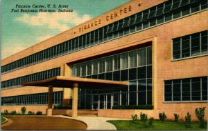 US Army Finance Center Fort Benjamin Harrison Indiana IN UNP Linen Postcard C1