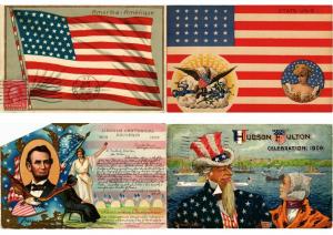 USA ÉTATS-UNIS AMERICA PATRIOTIC FLAGS MOSTLY EMBOSSED 48 CPA Pre-1940 (PART 1.)