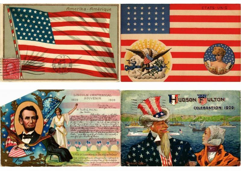 USA ÉTATS-UNIS AMERICA PATRIOTIC FLAGS MOSTLY EMBOSSED 48 CPA Pre-1940 (PART 1.)