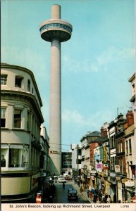 England St John's Beacon Looking Up Richmond Street Liverpool Postcard C008