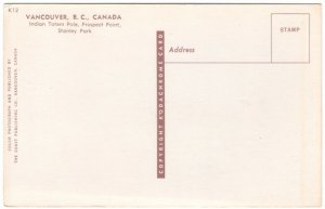 Totem Pole, Prospect Point, Stanley Park, Vancouver BC, Vintage Postcard #2