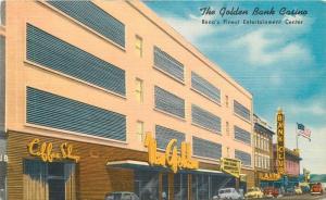 Autos 1950s Golden Bank Casino Reno Nevada Colorpicture linen postcard 1374