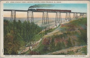 Postcard Railroad Steel Viaduct Over Lawyers Canyon Camas Prairie Railroad ID