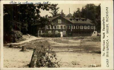 Shelby MI Camp Miniwanca Eating Lodge Real Photo Postcard #2