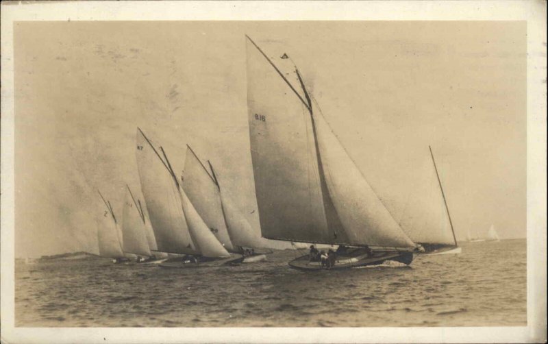 Marblehead MA Sailboats Boats, Ships Yachts c1931 Real Photo Postcard