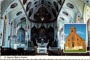 VINTAGE CONTINENTAL SIZE POSTCARD INTERIOR OF THE MISSION AT ST IGANTIUS MONTANA