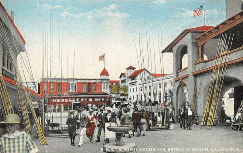 A Popular Corner REDONDO BEACH Los Angeles County, CA c1910s Vintage Postcard