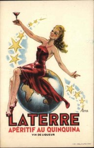 Alcohol Advertising Beautiful Woman Earth Globe LaTerre Apertif Au Quinquina PC