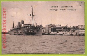 af7405 - VINTAGE POSTCARD Postcards -1910's Brindisi Port Station SHIP SAT NAV-