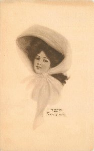 Postcard C-1910 Archie Gunn pretty woman big hat 23-11751