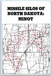 Missile Silos North Dakota Minot Map Scattered Over The Fields Farmland Postcard
