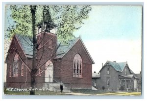 c1910 Entrance to M.E. Church Advance Indiana IN Unposted Antique Postcard