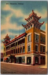 VINTAGE POSTCARD CHINATOWN CHINESE QUARTER CHICAGO CURT TEICH CORNER CREASE