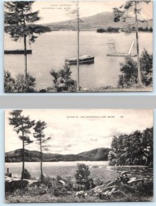 2 Postcards MOOSEHEAD LAKE, Maine ME ~ SQUAW MOUNTAIN Piscataquis County c1940s