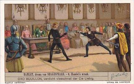 Liebig Vintage Trade Card S1327 Hamlet 1936 No 6 Hamlet's wraak