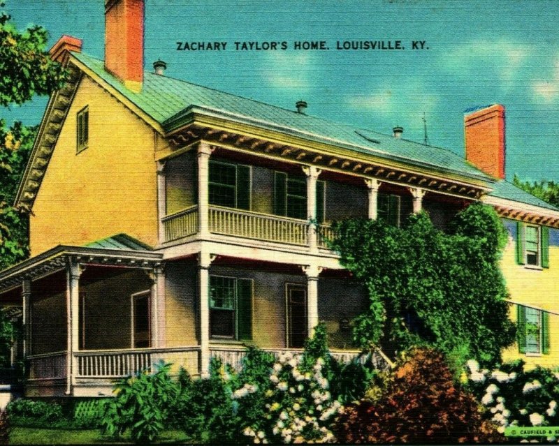 President Zachary Taylor Home Louisville Kentucky KY UNP Vtg Linen Postcard 