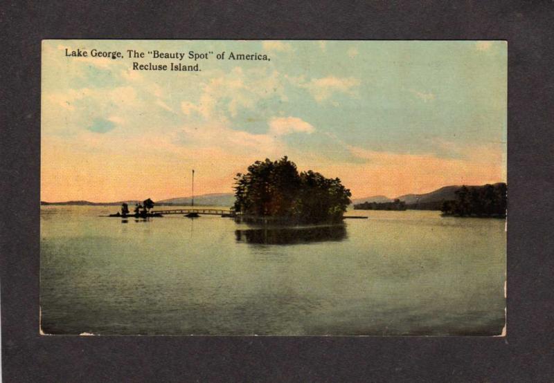 NY Recluse Island LAKE GEORGE NEW YORK Postcard Adirondack