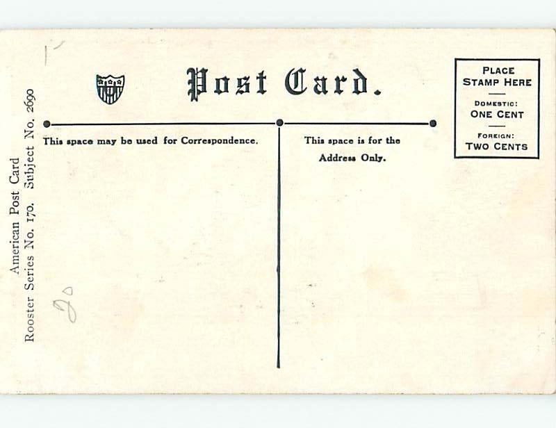 Bent Pre-Linen comic signed WALL - ROOSTER TALKING TO HEN CHICKEN HL2483