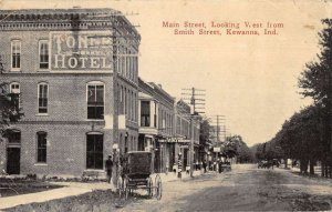 Kewanna Indiana Main Street Looking West Vintage Postcard AA33129