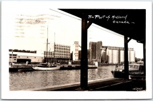 Postcard RPPC Midland Ontario c1951 Port View Elevators Boats by J. W. Bald