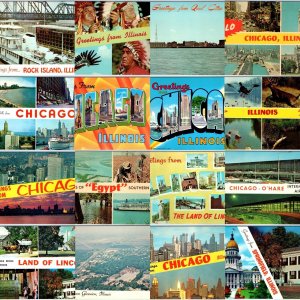 x16 Illinois SET c1960s IL State Greetings Chrome Photo Postcard Lot Vtg A183