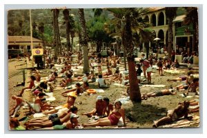 Vintage 1955 Postcard Beach Bathers at Avalon Beach Santa Catalina California
