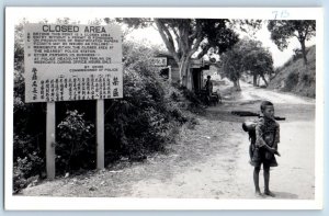 Hong Kong China Postcard RPPC Photo Border Fanling #1 Child Dirt Road c1950's